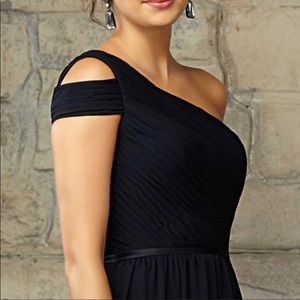 One Shoulder Navy Bridesmaid Dress